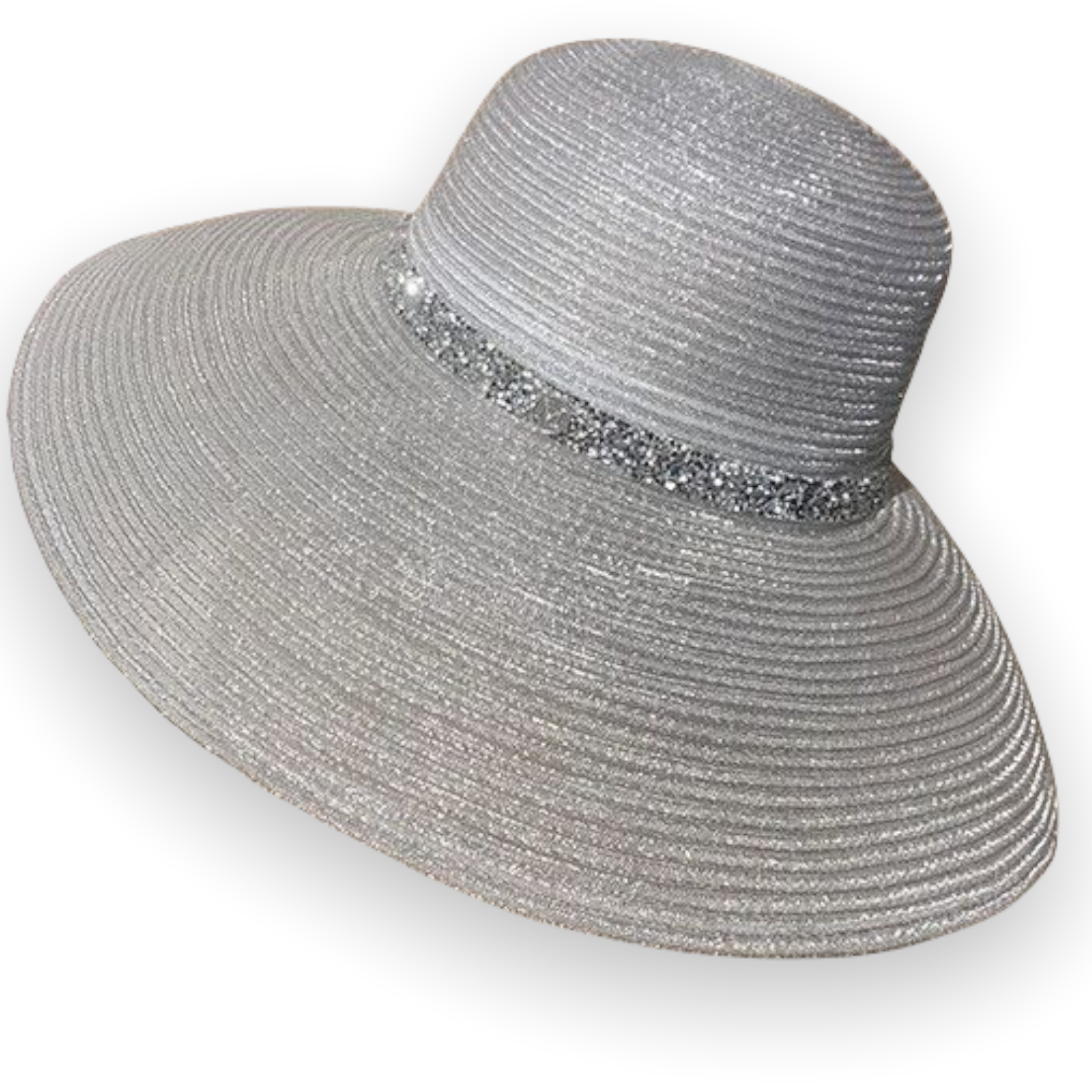 silver wide brim hat