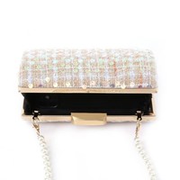 JH031 tweed evening bag in Beige