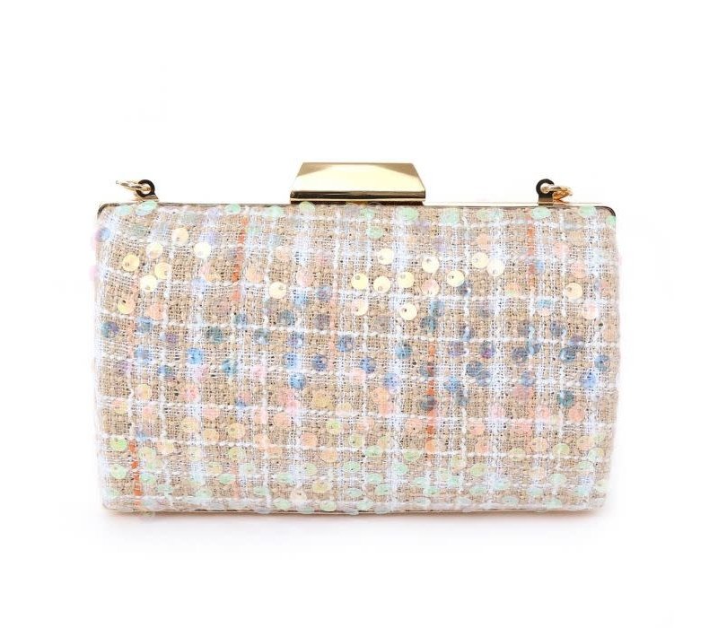 JH031 tweed evening bag in Beige