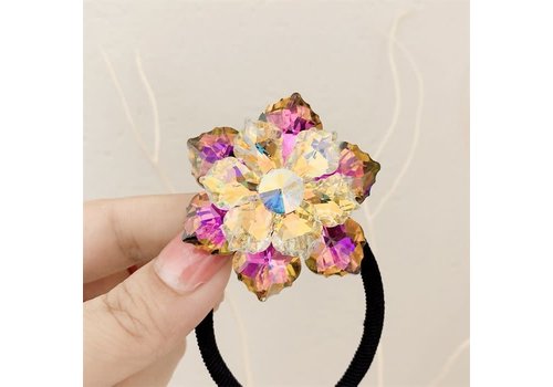 Peach Accessories SS06 Pink Multi Crystal Flower Hair Bobble