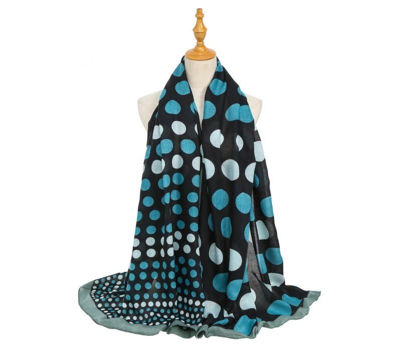 Peach TT312 Large circles Scarf in Teal