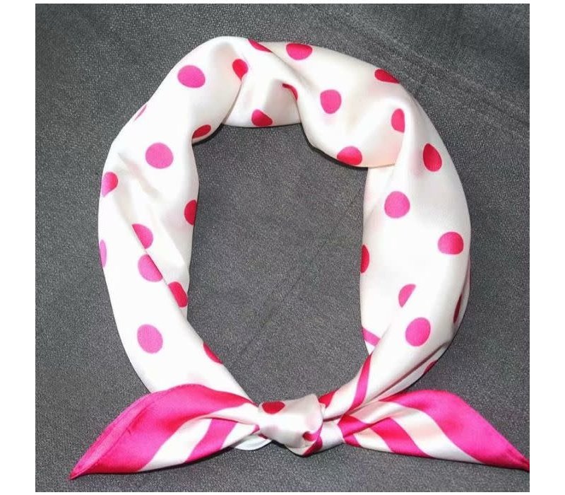 F694 Fuchsia Polka Dot Silky Scarf