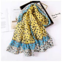 TT310 Lemon/Blue Cotton Scarf