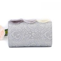 F2237 Pale Grey silk roses Bag