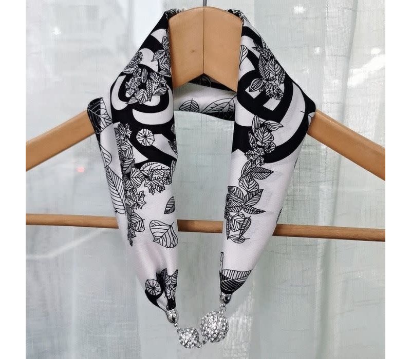 F716 Neck Scarf/Jewellery in Black Floral