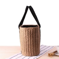 021Natural Straw Basket with Black