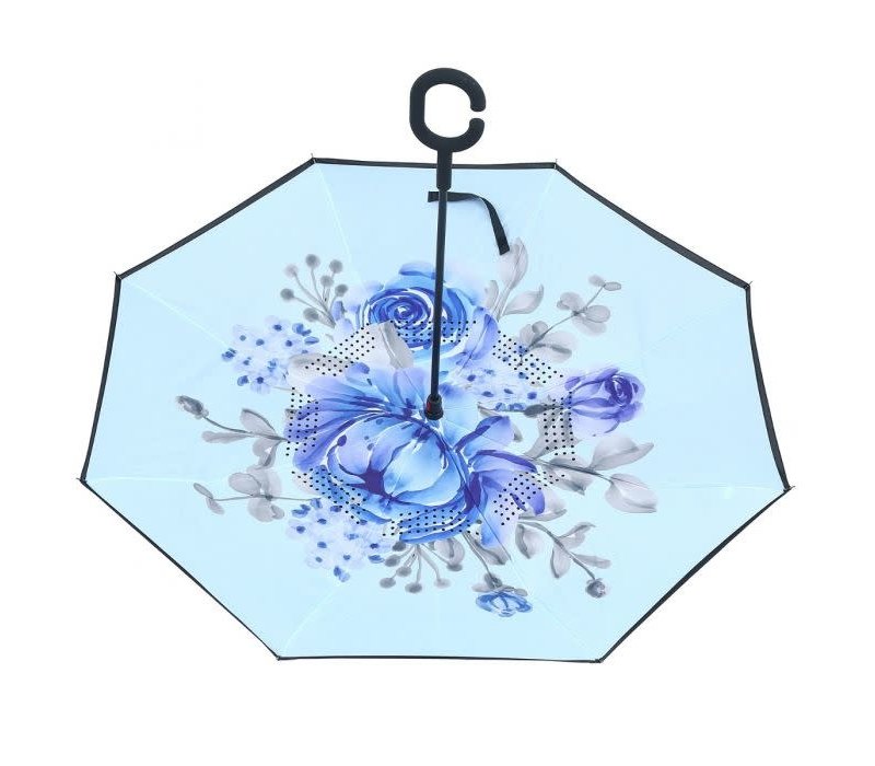 F953 Blue Flower upside down Umbrella