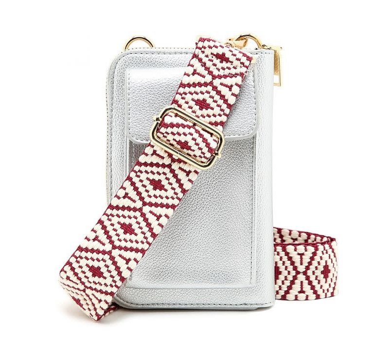 P159 Phone Bag funky strap Silver