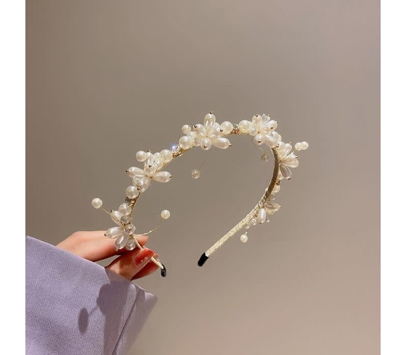 HACH710 Ivory Pearl flower Hairband