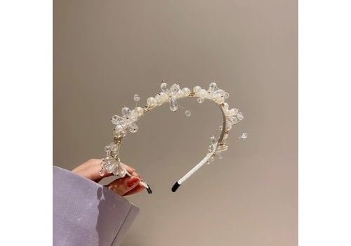 Peach Accessories HACH710 Clear Pearl flower Hairband