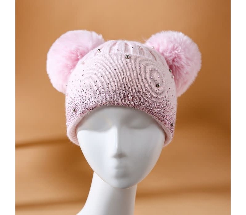 SD19-1 Baby Pink double Pom Pom Hat