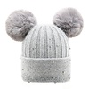 Peach Accessories SD19-1 Light Grey  double Pom Pom Hat