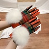 Peach Accessories HA215 Tartan pompom gloves in Orange/Green