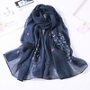 Peach Accessories SK12 Navy Silk mix Scarf with Flower detail