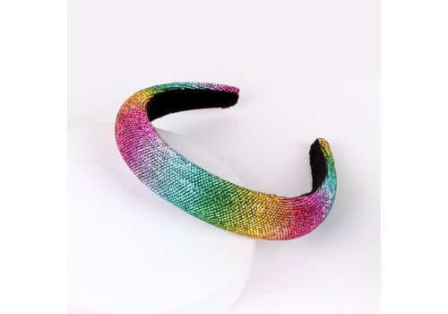 Peach Accessories HA729 HA729 Chunky padded crystal headband in rainbow