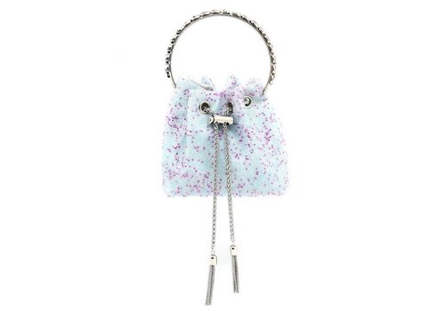 Peach Accessories 101 mix beads pouch with crystal handle in Patel Blue and Lilac