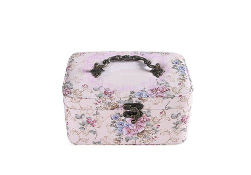 Peach Accessories PUR053 Lilliana Floral print vintage jewellery box in Pale Pink