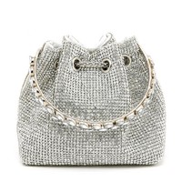 6641 crystal pouch with jewelled handle in Silver