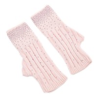 SD18-2 Pink Fingerless Gloves w/Diamanté