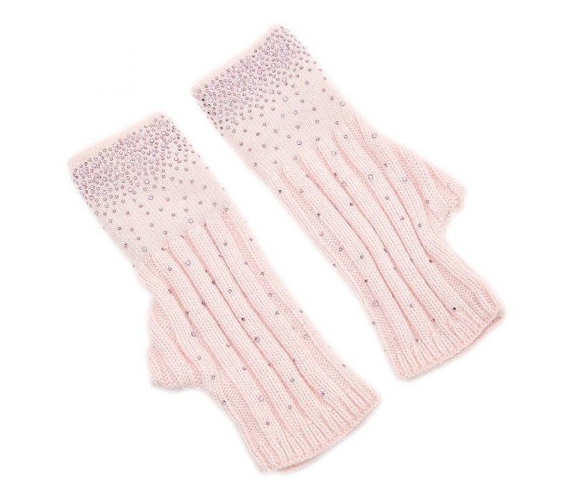 SD18-2 Pink Fingerless Gloves w/Diamanté