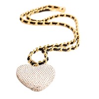 EUR037 large Silver heart long necklace