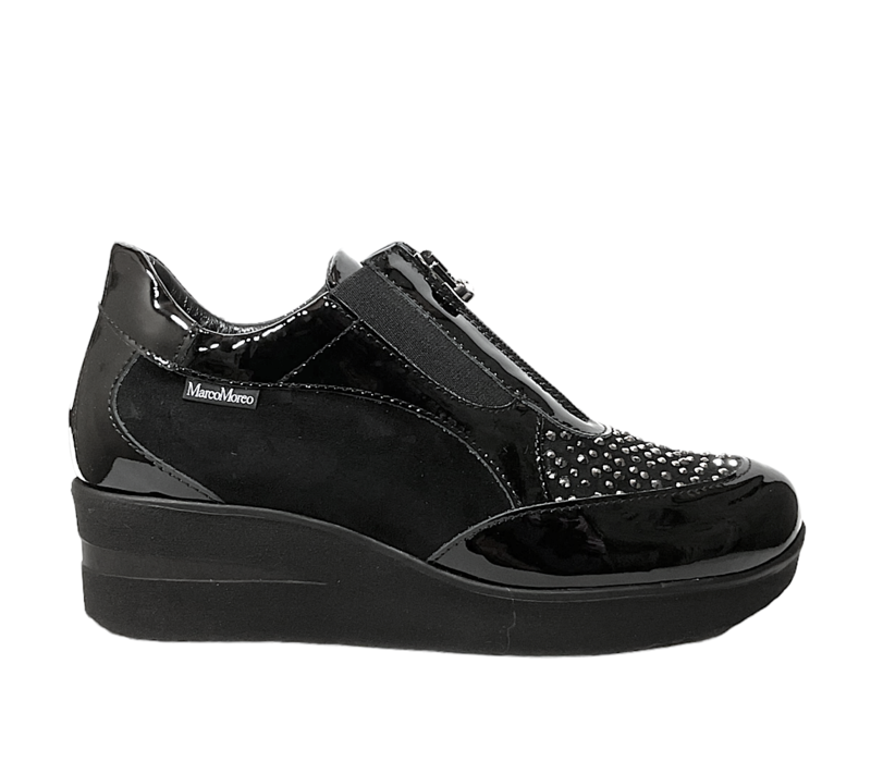 MarcoMoreo Black diamanté front zip Shoes