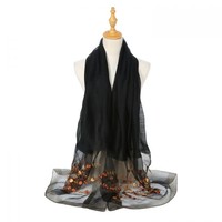 SK14 Silk scarf with embroidered detail