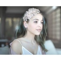 HA817 Floral lace Hairband in Cream