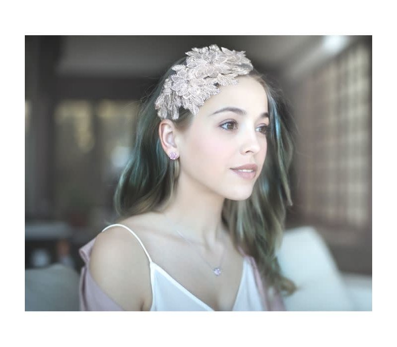 HA817 Floral lace Hairband in Cream