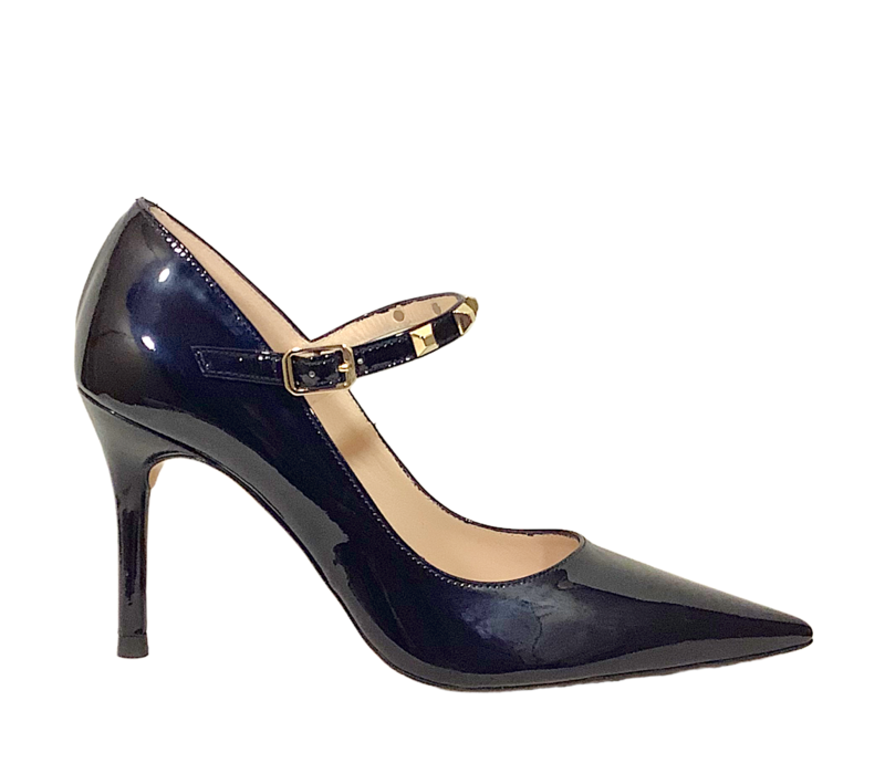 Lodi SOTIL Navy Patent Stud Strap Shoe