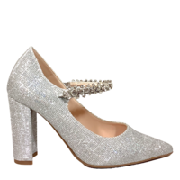Marian  3613 Silver Glitter Block Heel