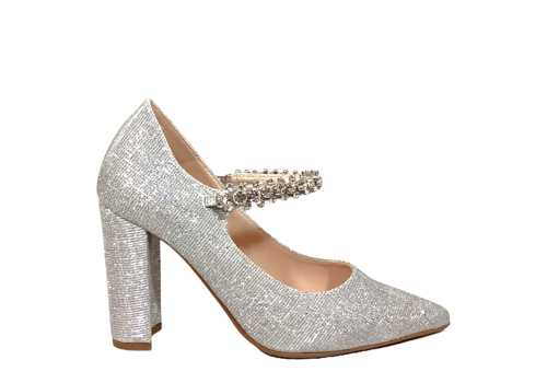 Marian Marian  3613 Silver Glitter Block Heel