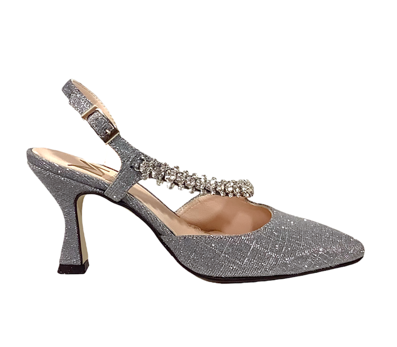 Marian 2526 Pewter Glitter Sling-backs