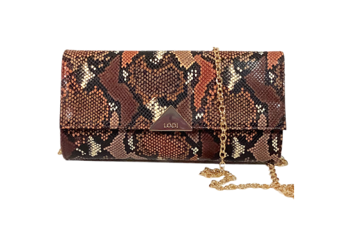 Lodi Lodi L903 Brown Snake Clutch Bag