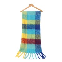 HUA088 Thick Blanket Scarf in Blue/Yellow