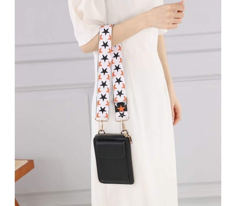 P159 cross body phone bag with funky strap in Black
