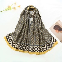 TT338 D print Olive / Lemon satin Scarf