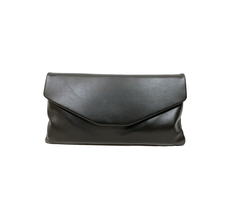Le Babe Black Leather clutch Bag