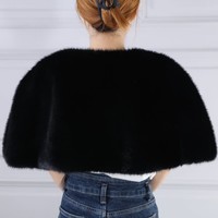 010 Sleeveless Faux fur shrug in Black