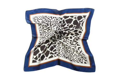 Peach Accessories F695 Leopard with Navy edge Neck Scarf