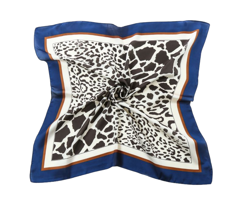 F695 Leopard with Navy edge Neck Scarf