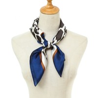 F695 Leopard with Navy edge Neck Scarf