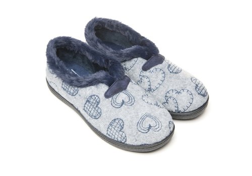 Plumaflex 12208 Grey Hearts enclosed Slippers