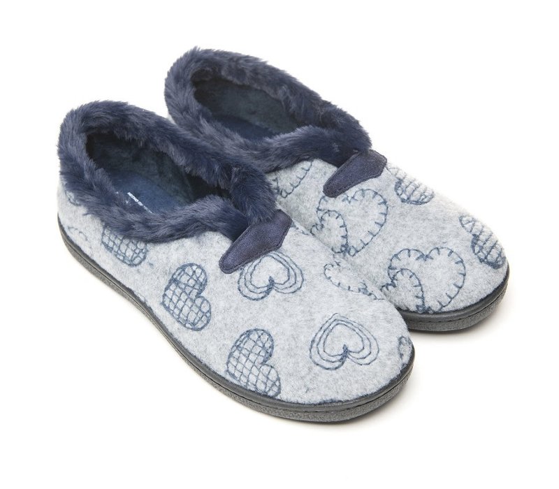 Plumaflex 12208 Grey Hearts enclosed Slippers