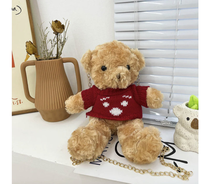 GESSY Brown/Red  X-body Bear with chain