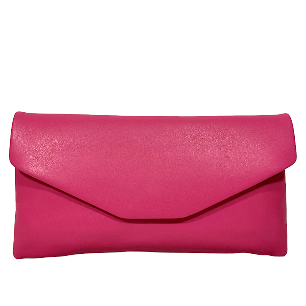 Recycled Quilted Satin Clutch Bag - Fuchsia Pink – Belissh