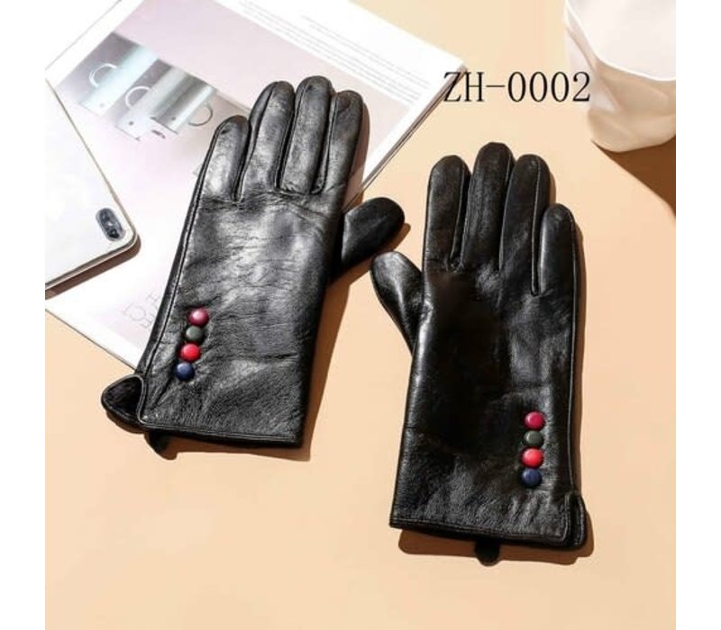 ZH002 Leather multi button Gloves