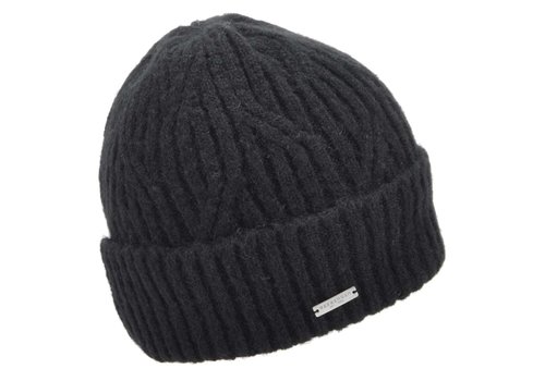 Seeberger Seeberger 18979 Black Beanie with turn up