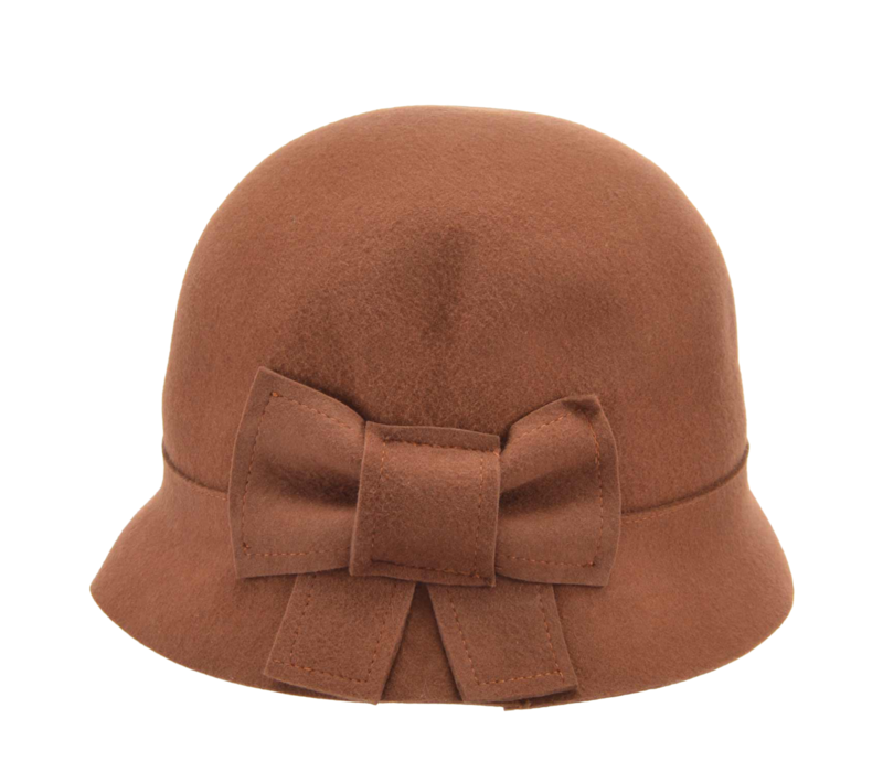 Seeberger 19006 Felt Cloche w/Bow trim in Nutmeg