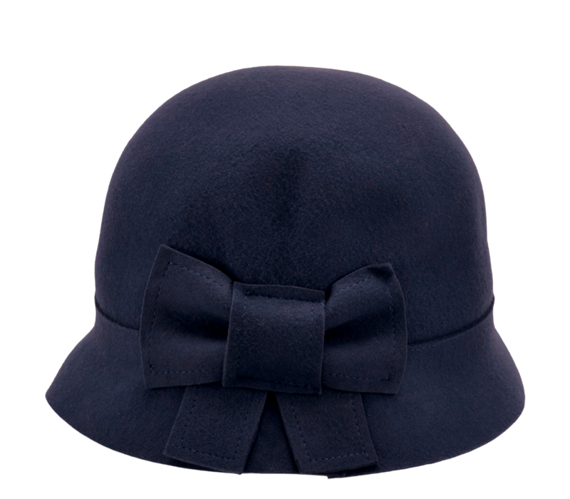 Seeberger 19006 Felt Cloche w/Bow trim in Navy